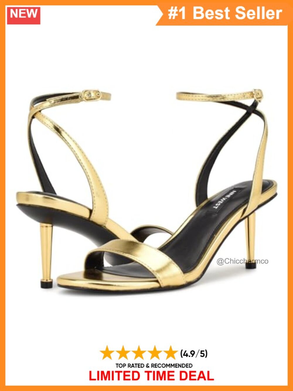 Nine West Anny Faux Leather Stiletto Heel Sandals Ankle Strap